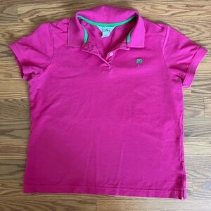 Lilly Pulitzer Pink and Green Polo Shirt Classic Design
